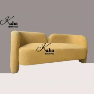 Mustard Velvet Sofa with Wavy Arms – Golden Crest Series