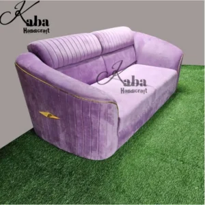 Purple Velvet Curved Sofa with Gold Panel – Signature Luxe Series