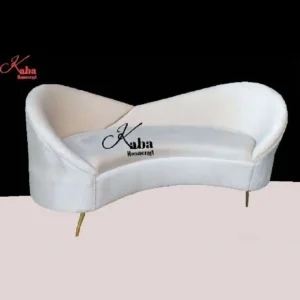 Asymmetrical Curved Velvet Sofa – Ivory Flow Series