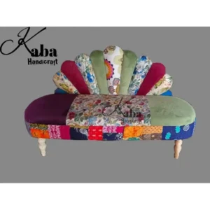 Fan-Back Patchwork Sofa – Artisan Bloom Collection