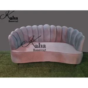 Pink Scallop Velvet Sofa – Bloom Curve Collection