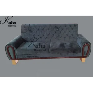 Dark Grey Tufted Wooden Armrest Sofa – Timeless Comfort Collection