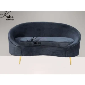 Curved Navy Velvet Sofa – Modern Serenity Series