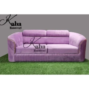 Purple Velvet Sofa with Gold Arm Scrolls – Majestic Curve Series