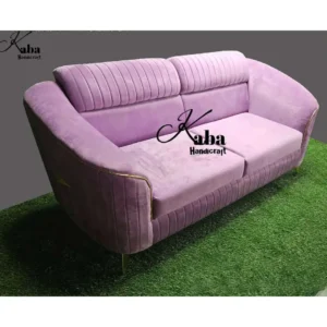 Purple Velvet Sofa with Vertical Channeling – Regal Arc Series