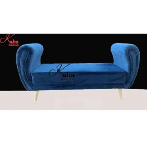 Blue Quilted Velvet Bench with Curved Arms – Luxe Studio Collection
